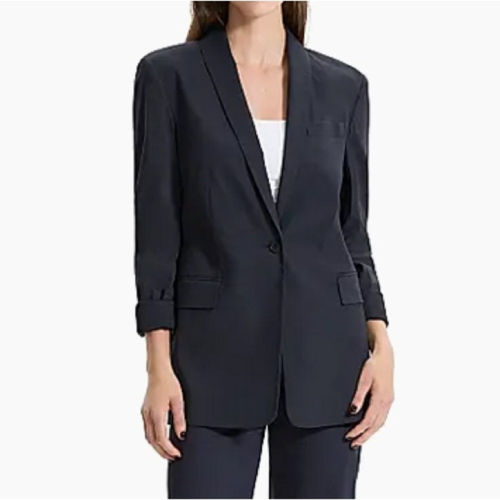 Theory Dark Navy One-Button Blazer